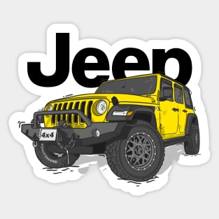 Yellow Jeep Wrangler Rubicon Sticker